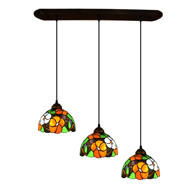Tiffany Vintage Lámpara Colgante Manchado Metal/Vidrio Salón