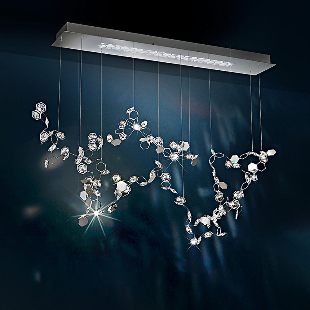 Olivia Moderna Geométrica Metal/Cristal Lámpara de Araña Plata