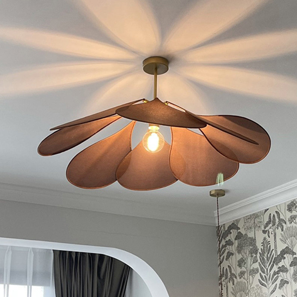 Ritta Diseño Flor Metal/Tela Lámpara Colgante Blanca/Marrón