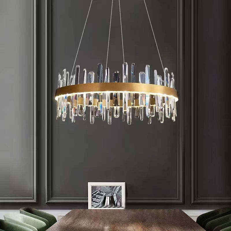 Kristy Moderna Anilla Diseño Cristal Lámpara Colgante Dorada