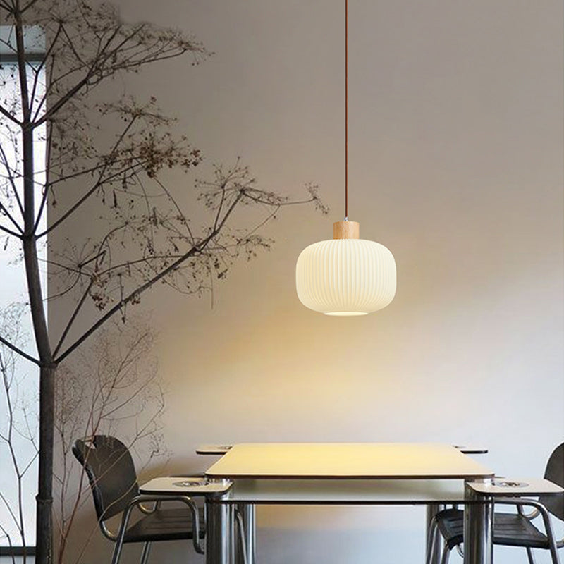 Muto Moderna Madera/Vidrio Lámpara Colgante Blanca