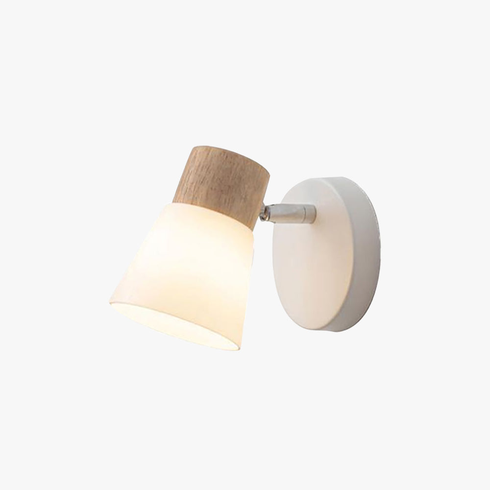 Muto Nórdico Natural Domo Madera/Vidrio Aplique de Pared Blanco