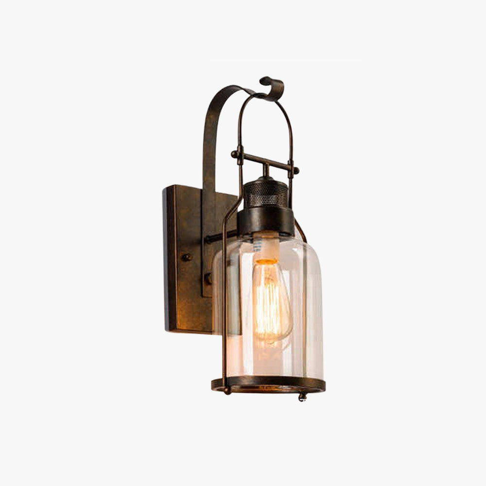 Silva Vintange Rustico Matel/Cristal LED Aplique de Pared Interior Negro/Rusty