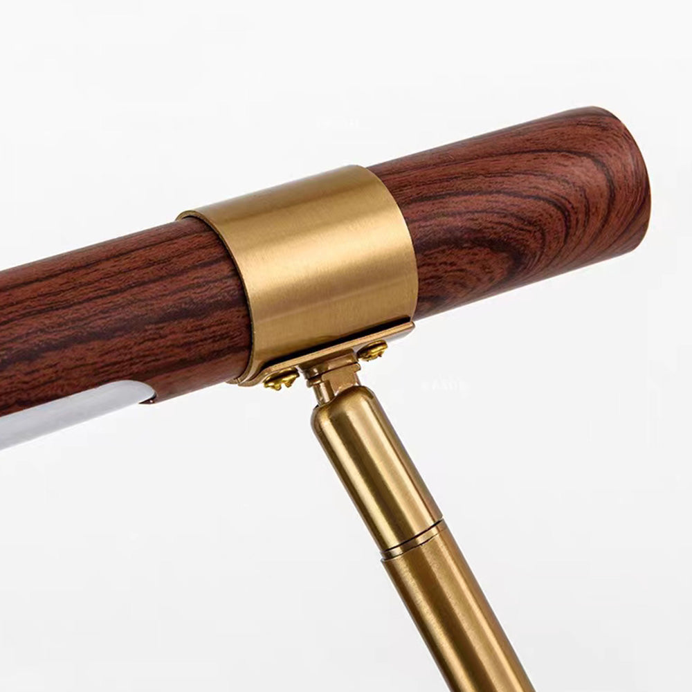 Mira Moderna Minimalista Metal/Madera Lámpara de Pie Dorada/Nogal