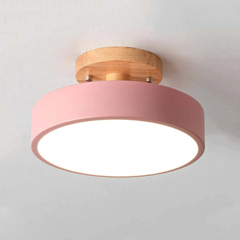 Arisha Moderna Redonda Madera/Acrílica Lámpara de Techo Negra/Rosa/Verde/Madera