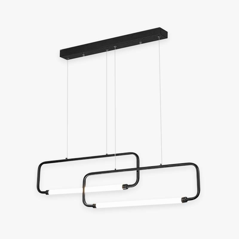 Lauryn Moderna Rectangular Metal Lámpara Colgante, Negra/Dorada