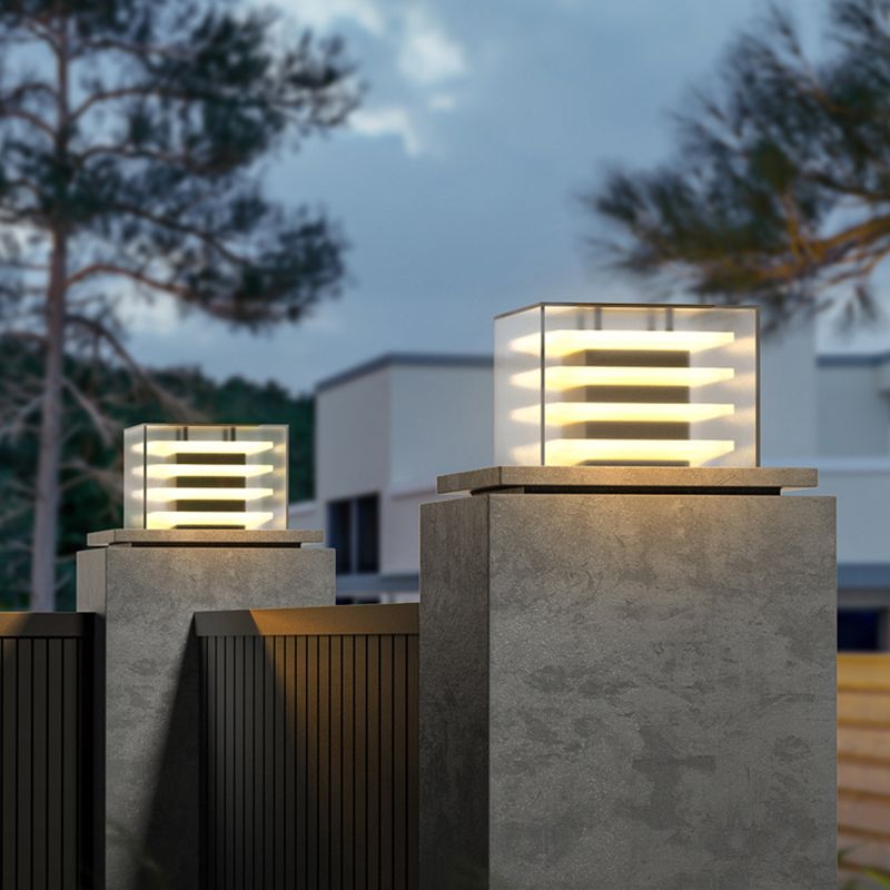 Ray Moderno Lámpara Exterior Solar Cubo Metal Patio