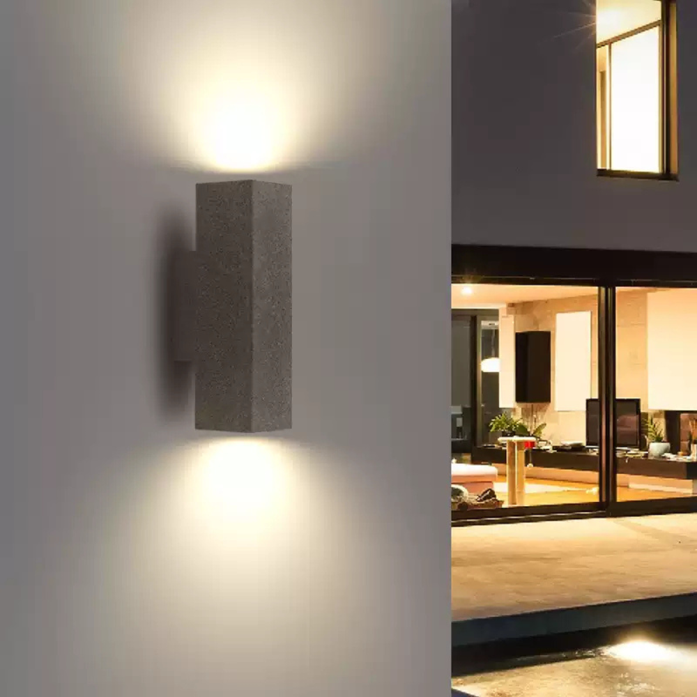 Auer Minimalista Rectangular Cemento Aplique de Pared Exterior Blanco