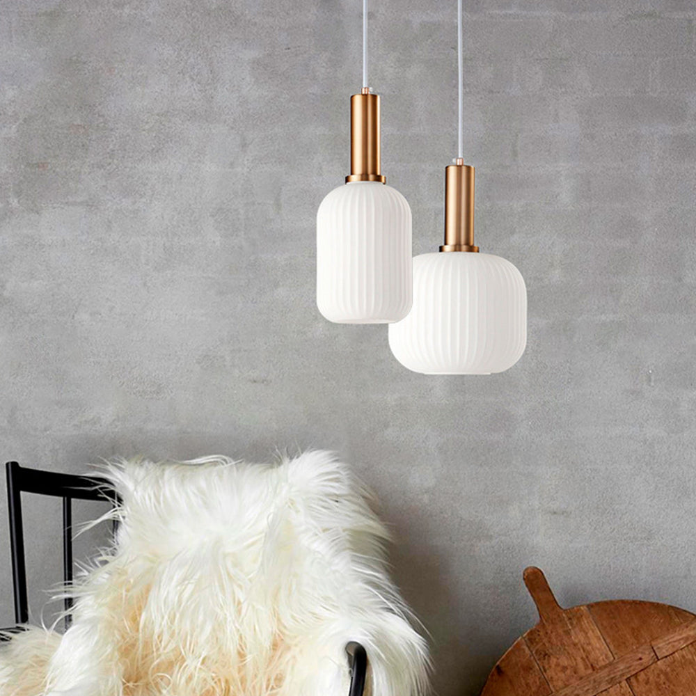 Valentina Moderna Minimalista Metal/Vidrio Lámpara Colgante Blanca
