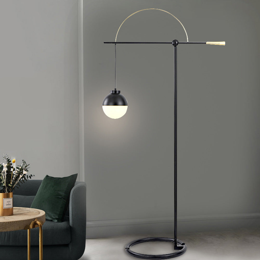 Mira Moderna Simple Metal/Vidrio Lámpara de Pie Negra