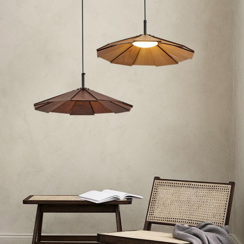 Ritta Retro LED Lámpara Colgante Nuez Madera Dormitorio/Bar/Comedor
