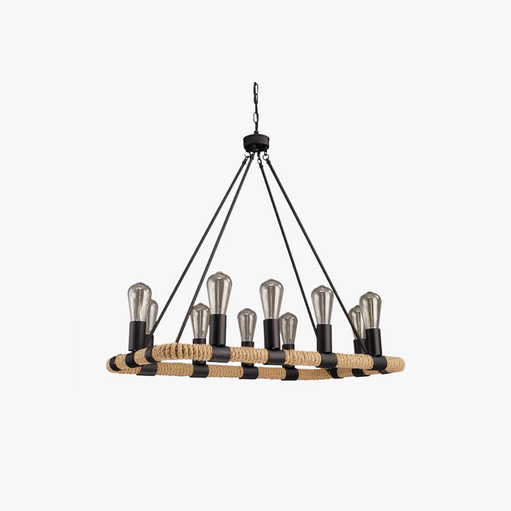 Silva Vintage Industrial Metal Cuerda Lámpara Colgante Negra