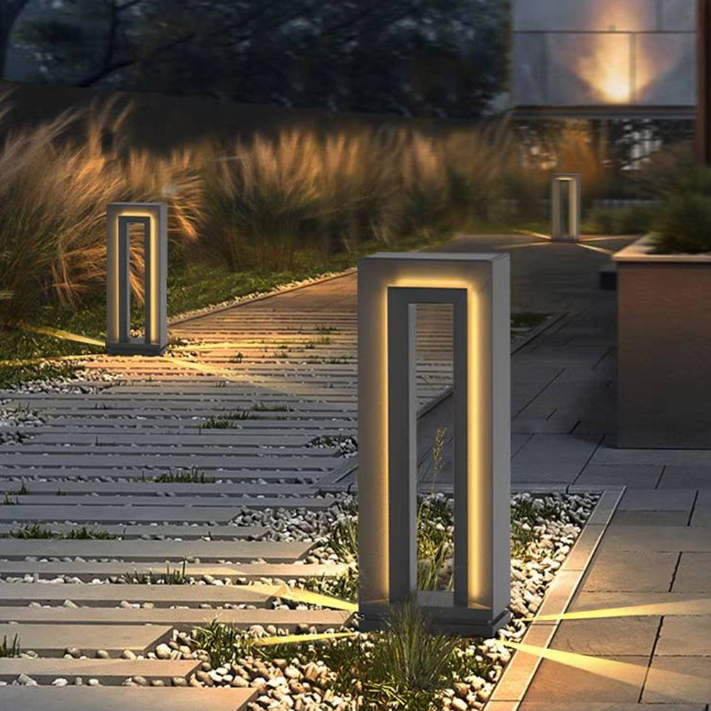 Ray Moderna Lámpara de Pie Exterior Rectangular Metal Patio