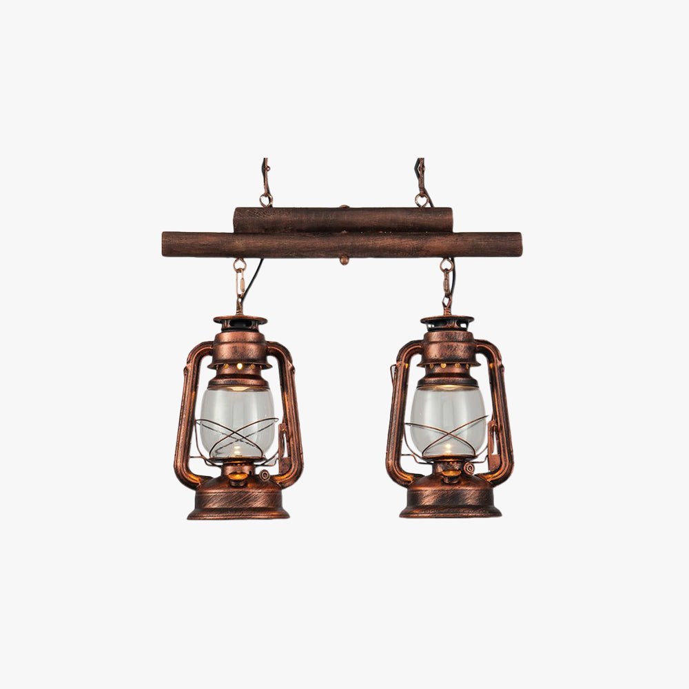 Silva Vintage Diseño Linterna Metal/Vidrio Lámpara Colgante Latón/Cobre