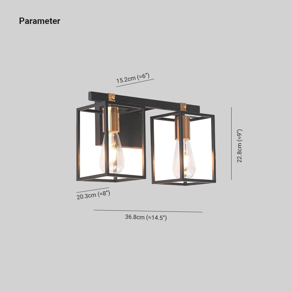 Silva Moderno Rectangular Cuboide Metal/Acrílico Aplique de Pared Negro