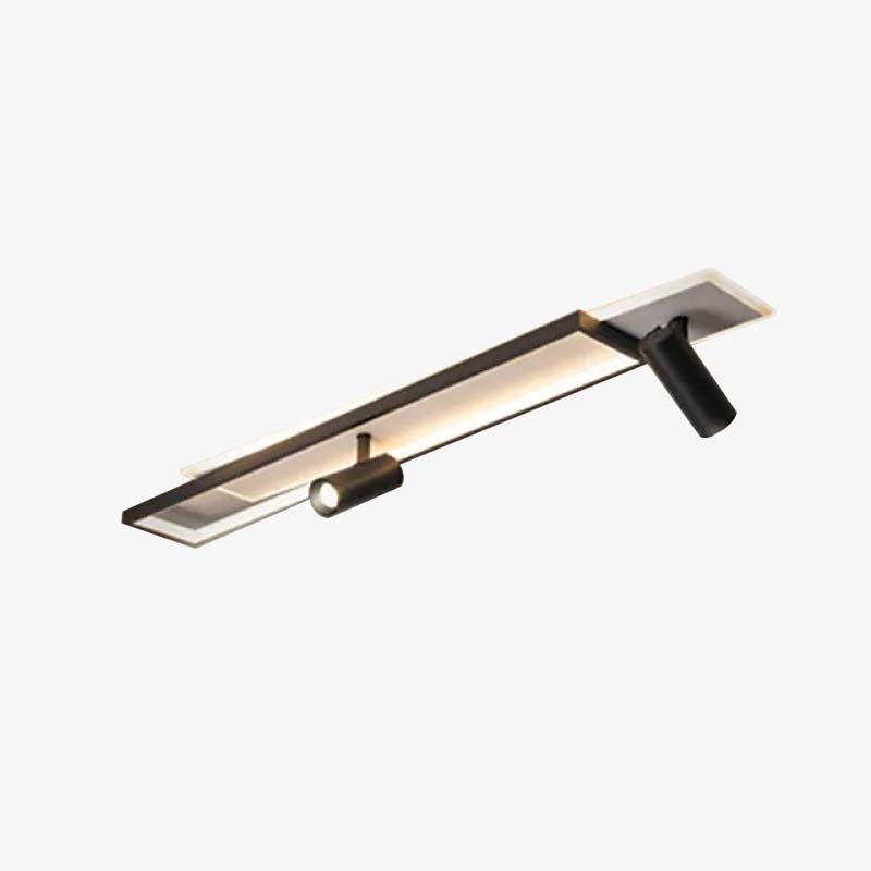 Modern Minimalista Rectangular Metal/Acrílico Lámpara de Techo Negra