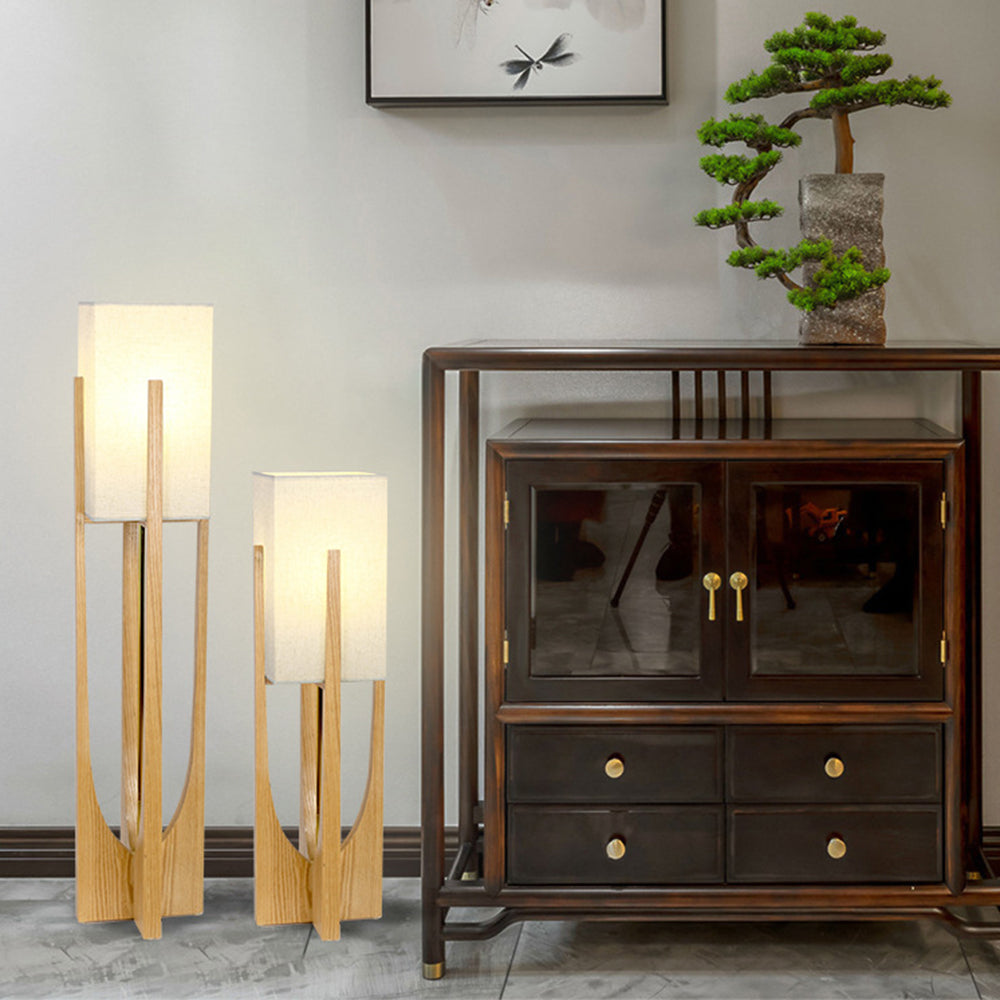 Muto Moderna Minimalista Madera/Tela Lámpara de Pie Nogal/Madera
