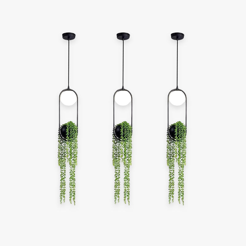 Arisha Natural Vegetación Metal/Vidrio Lámpara Colgante Negra