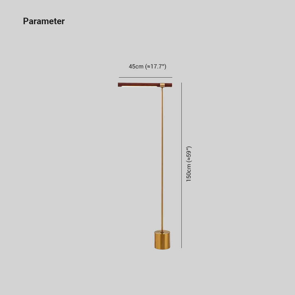 Mira Moderna Minimalista Metal/Madera Lámpara de Pie Dorada/Nogal