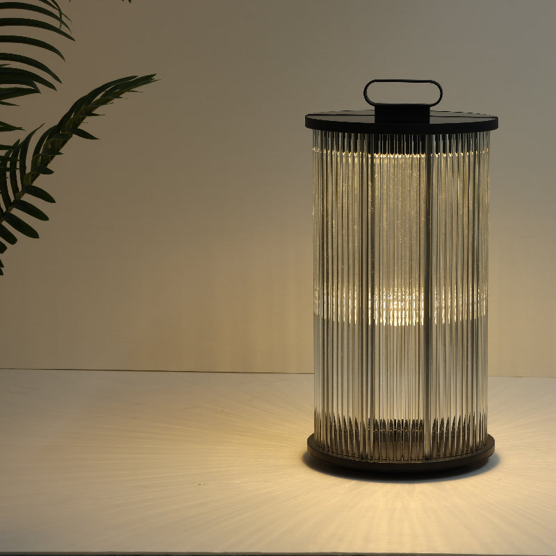 Mira Moderno Geométrico Metal/Vidrio Lámpara de Pie Exterior Negro