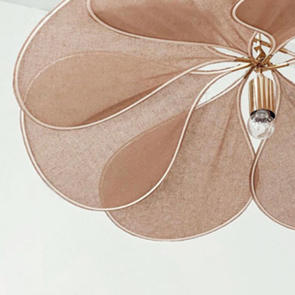 Ritta Diseño Flor Metal/Tela Lámpara Colgante Blanca/Marrón