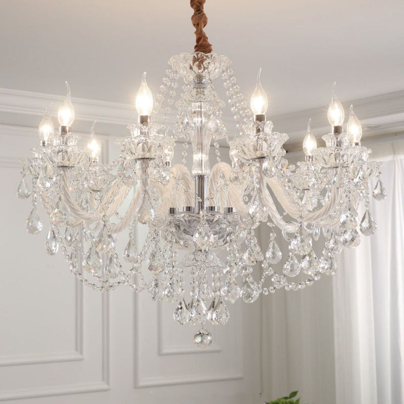 Silva Francés Cristal Metal Lámparas de Araña Salón Comedor