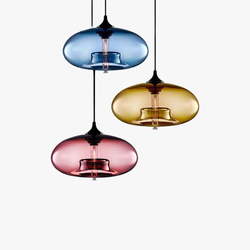 Valentina Moderna Macaron Vidrio LED Lámpara Colgante Negra/Rosa/Azul