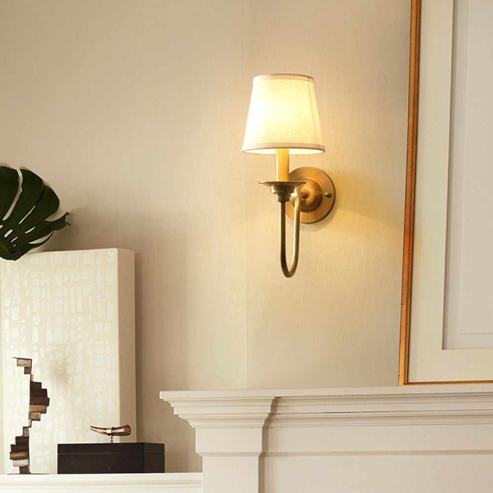 Silva Vintage Rústico Metal/Tela LED Aplique de Pared Dorado