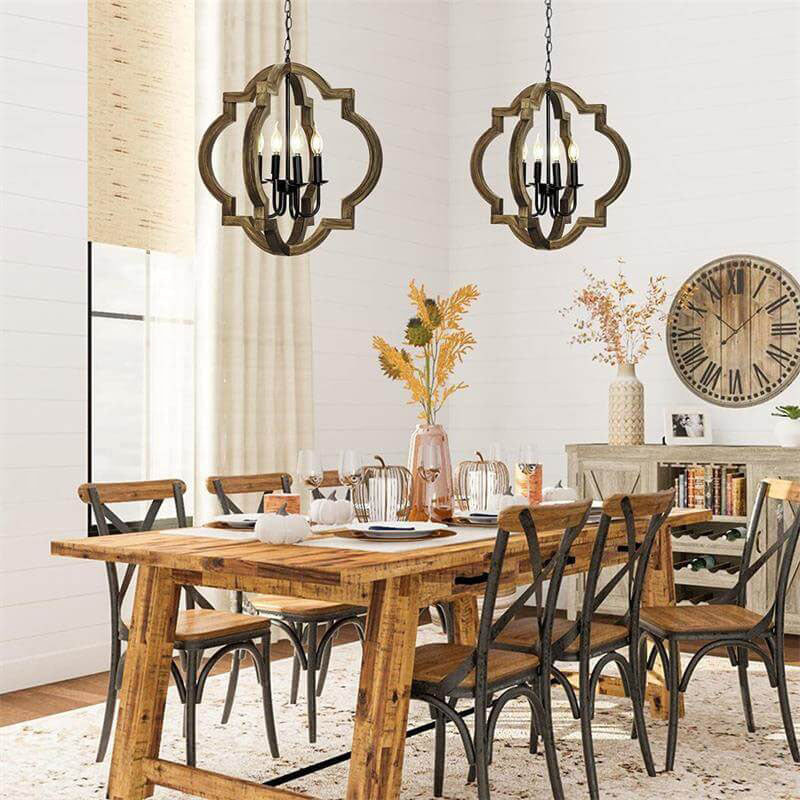 Silva Vintage Lámparas de Araña Negro Metal/Madera Dormitorio