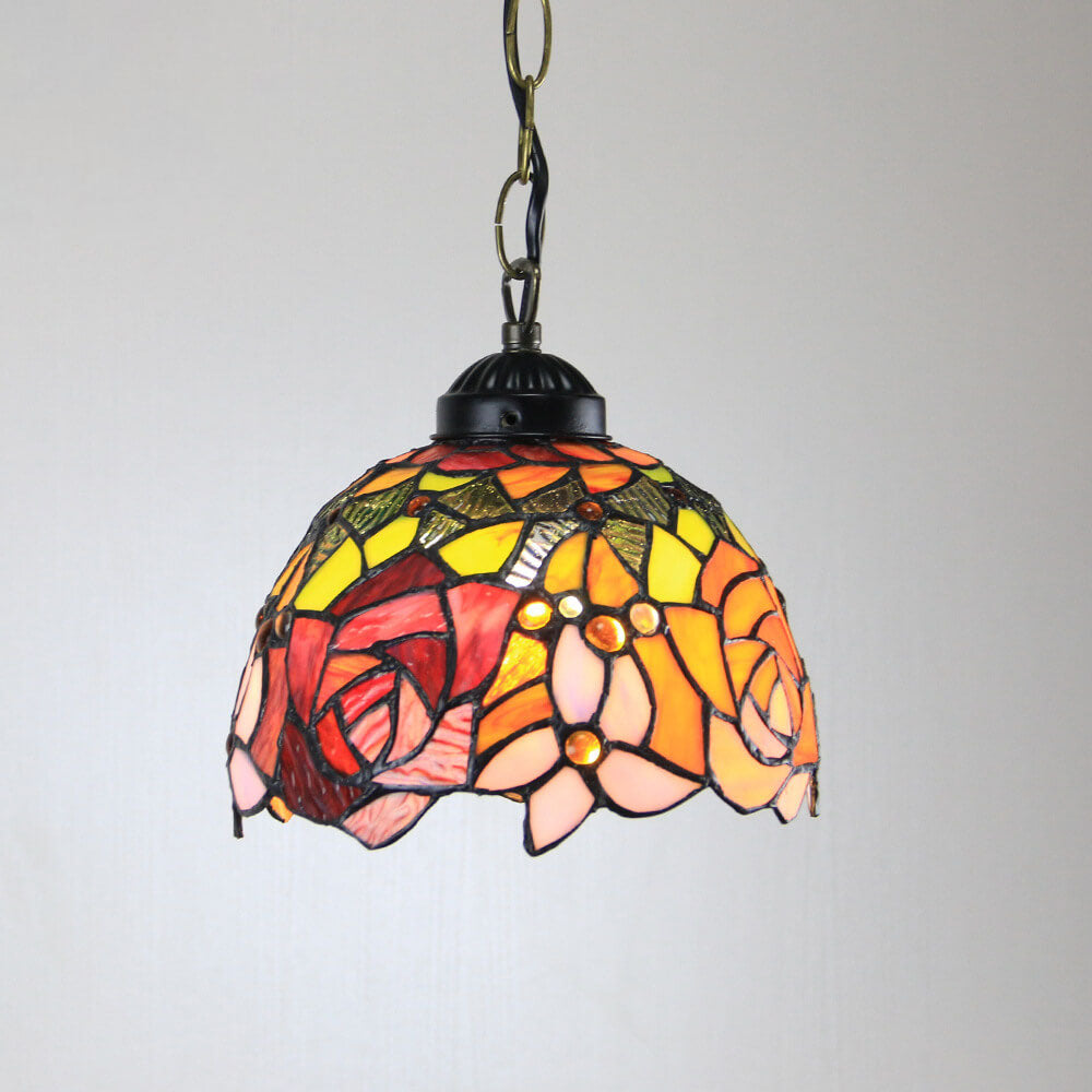 Tiffany Casa Rural LED Lámpara Colgante Metal Vidrio Dormitorio