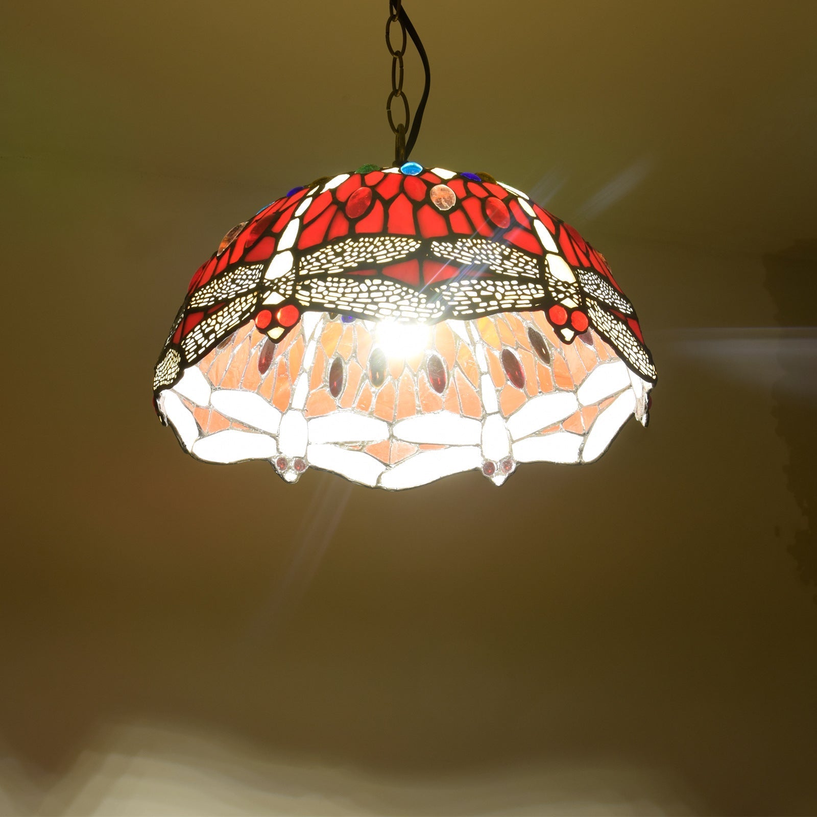 Tiffany Vintage LED Lámpara Colgante Vidrio Dormitorio/Salón
