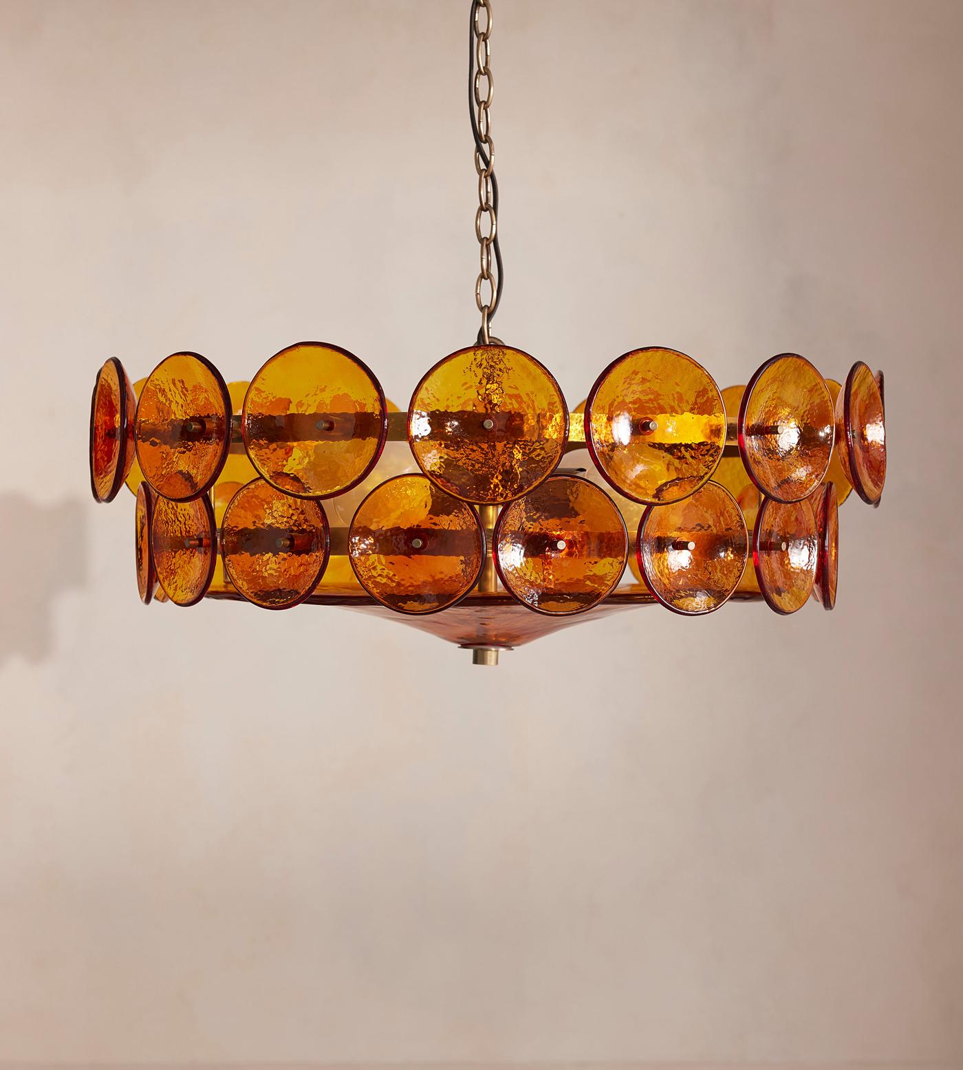 Aurora Chandelier Murano Glass Disc Vintage - Letslighting