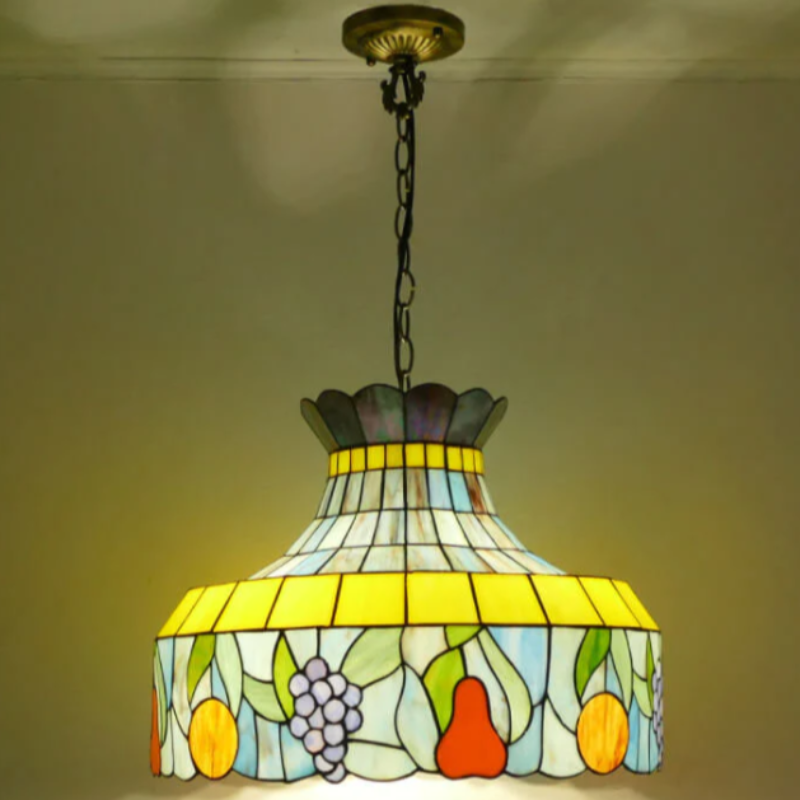Tiffany Vintage LED Lámpara Colgante Multicolor Metal Vidrio Dormitorio