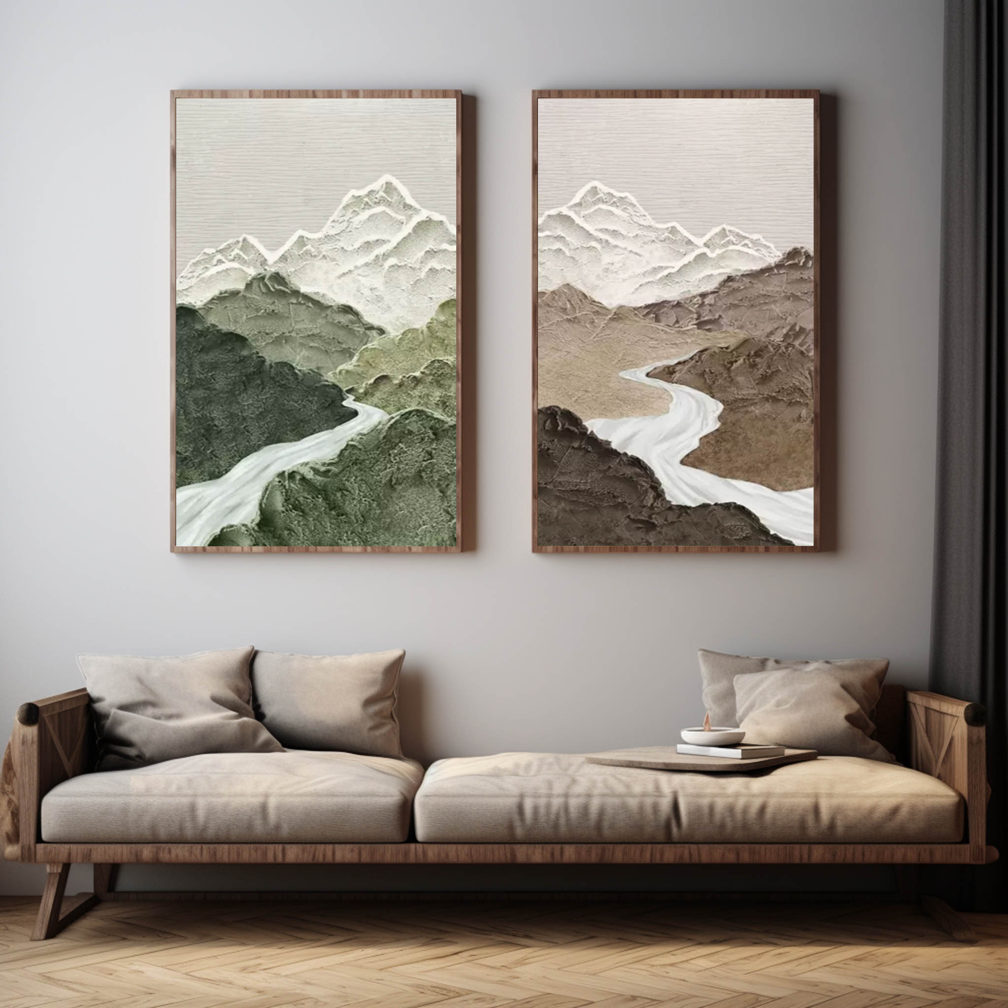 Rivers Conjunto de 2 Piezas de Arte Mural al Óleo Panorámico - Letslighting