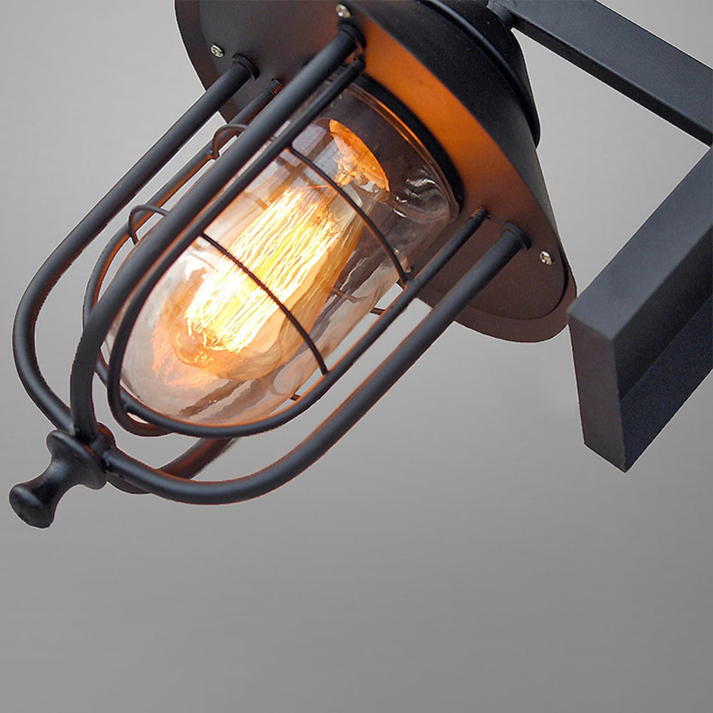 Ray Vintage Farol Metal LED Aplique de Pared Exterior Negro