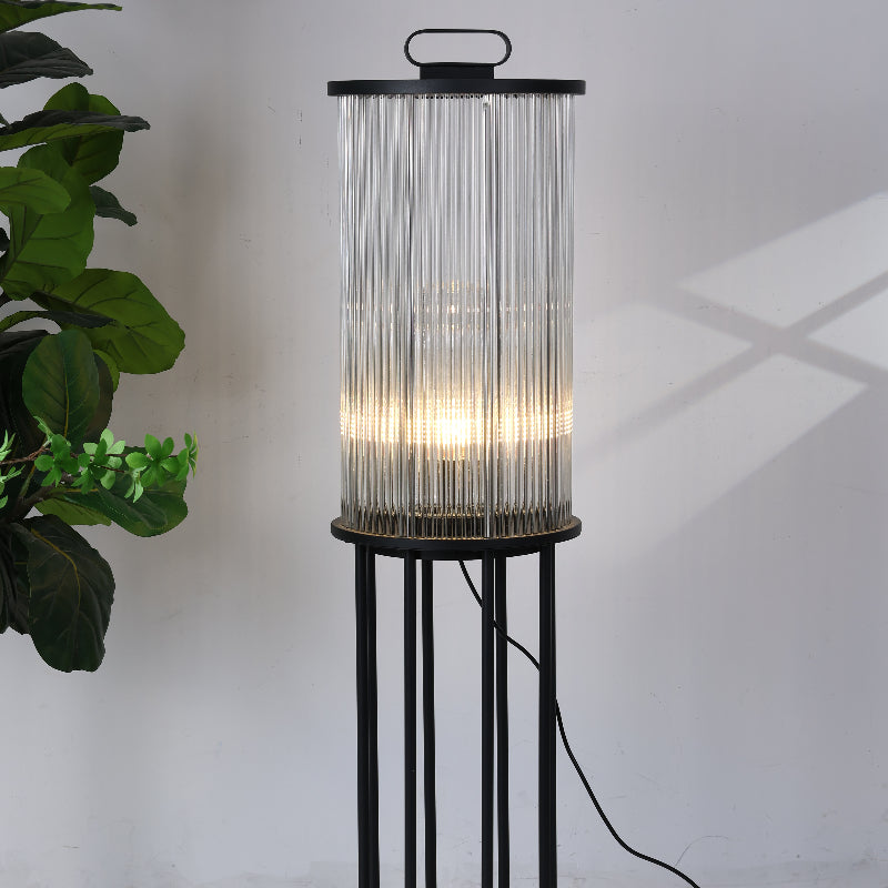 Mira Moderno Geométrico Metal/Vidrio Lámpara de Pie Exterior Negro