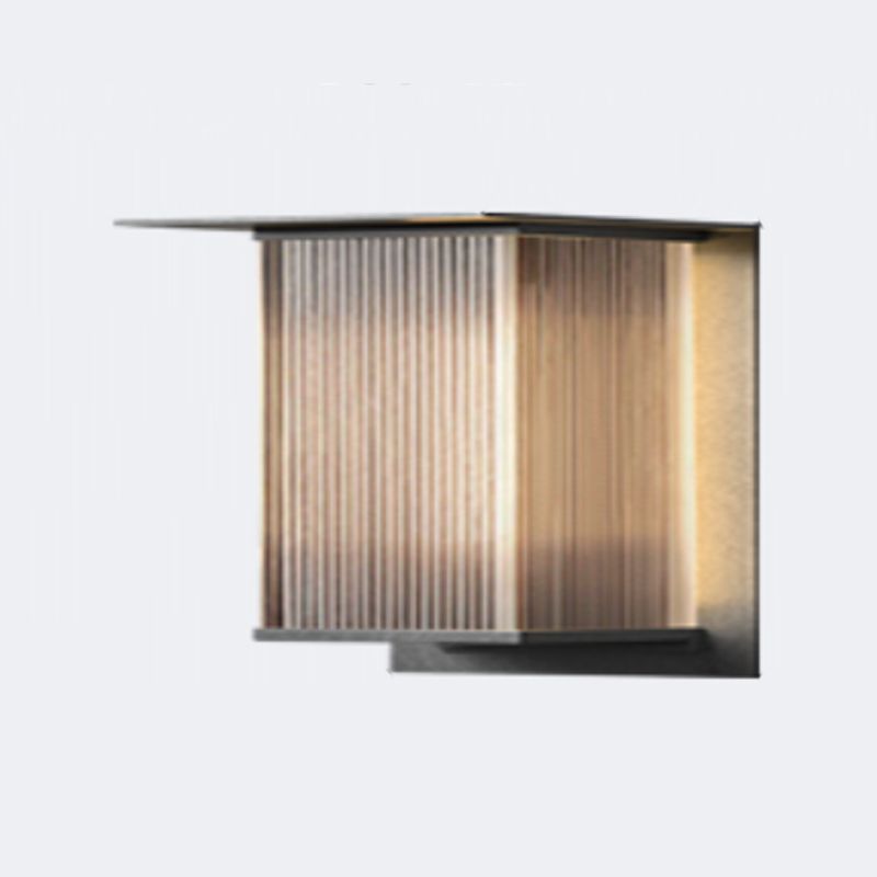 Ray Retro Cuboide Metal/Acrílico LED Aplique de Pared Exterior Negro