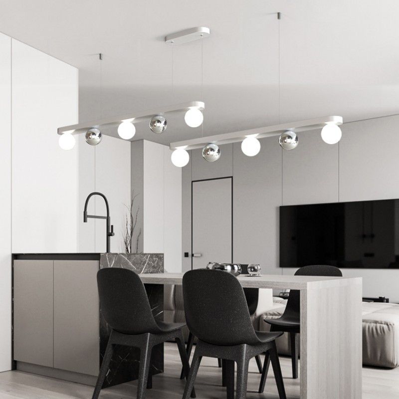Valentina Moderna Minimalista Lineal Metal/Acrílico Lámpara Colgante Plata/Blanca