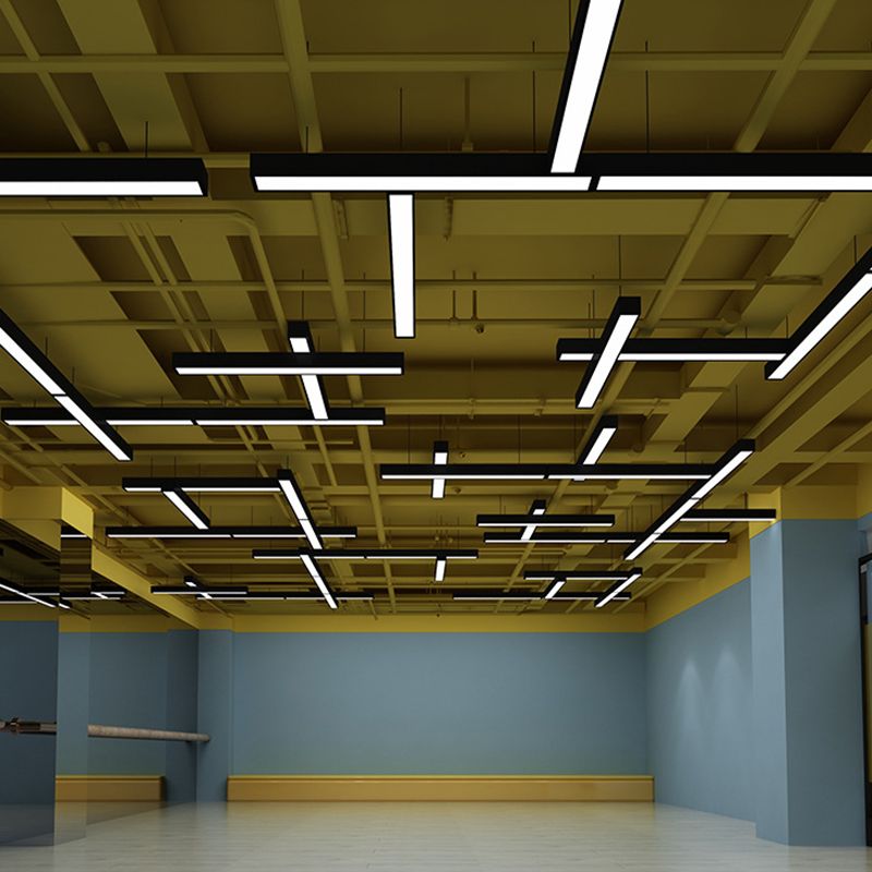 Arisha Minimalista Lámpara Colgante Rectangular LED Negra Acrílico Oficina