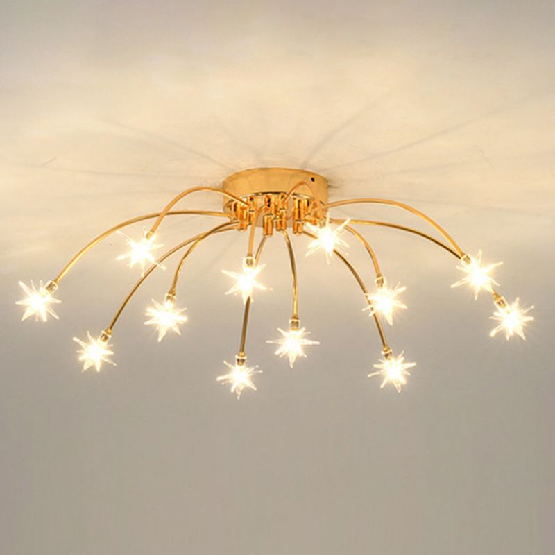 Arisha Lámpara de Techo Art Deco Starry Metal/Cristal Negro/Dorado/Cromo