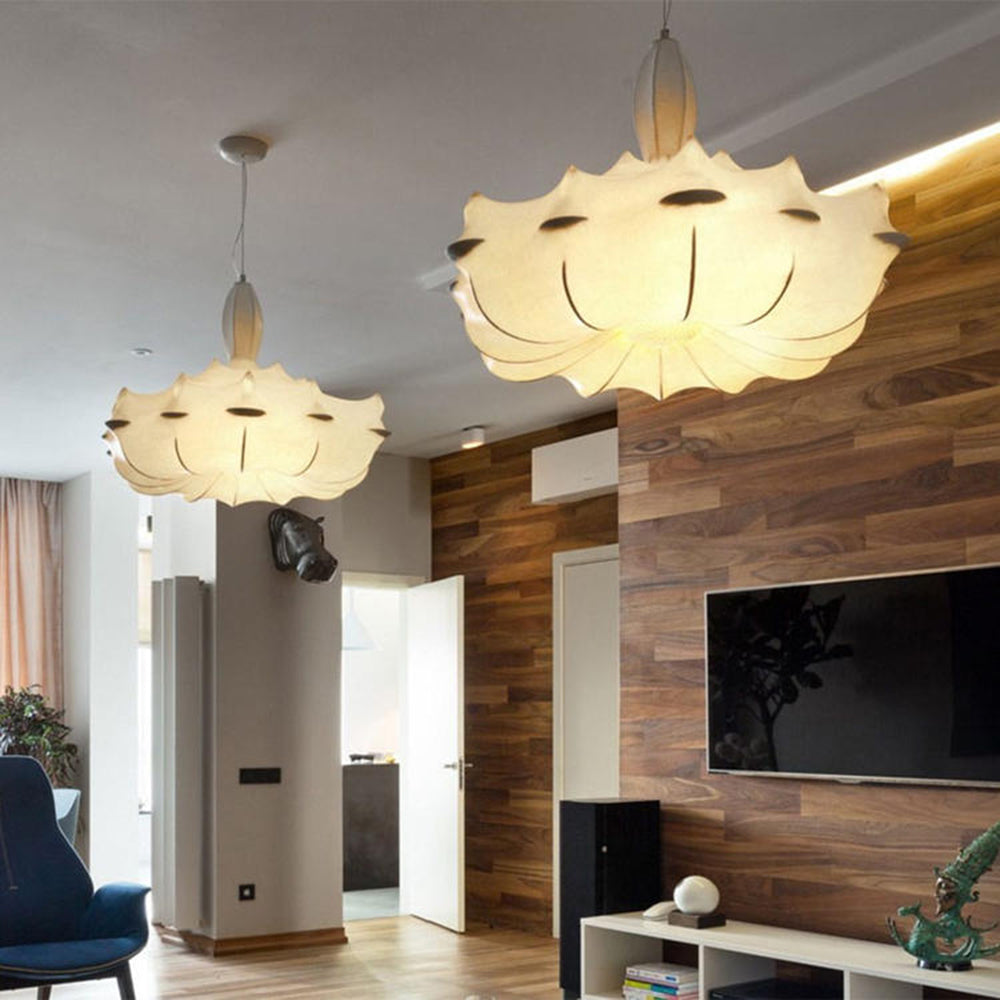Ritta Moderna Metal/Seda Artificial Lámpara Colgante Blanca
