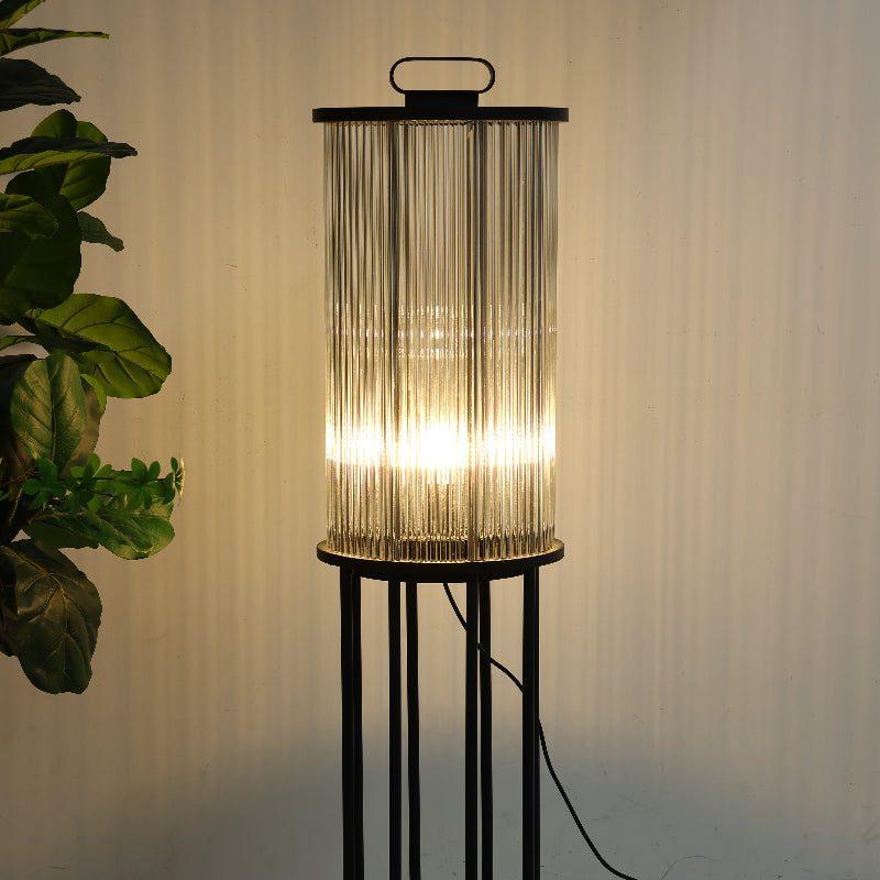 Mira Moderno Geométrico Metal/Vidrio Lámpara de Pie Exterior Negro