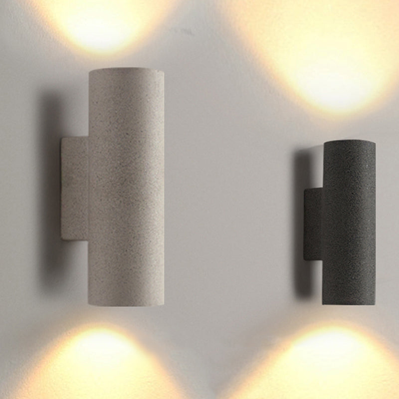Ray Moderno Cilíndrico Cemento/Acrílico Aplique de Pared Exterior Negro/Blanco