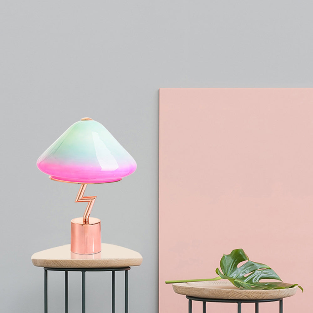 Valentina Seta Multicolor Moderna Vidrio/Metal Lámpara de Mesa Verde