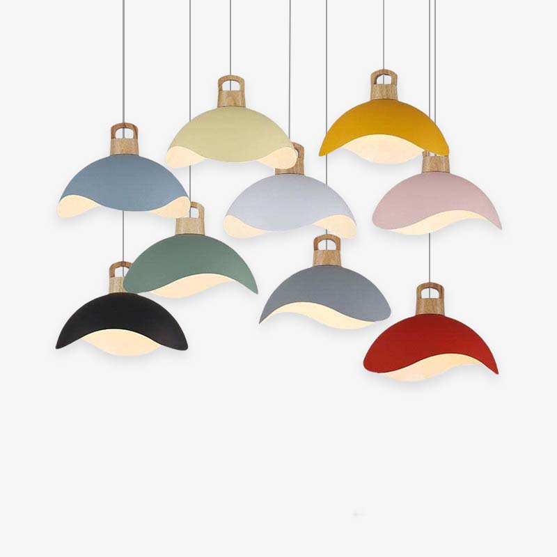 Valentina Decorativa Metal Minimalista Lámpara Colgante Madera