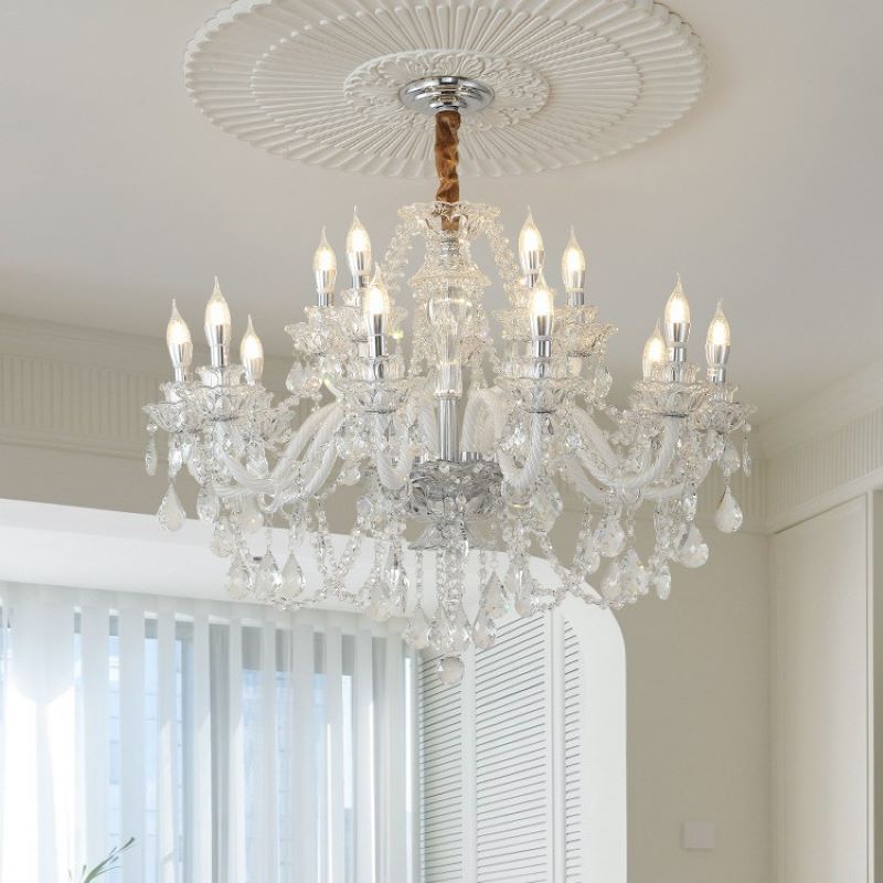 Silva Francés Cristal Metal Lámparas de Araña Salón Comedor