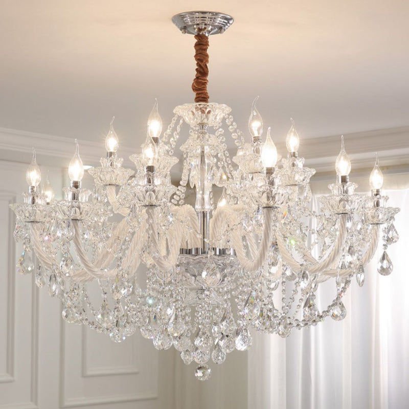 Silva Francés Cristal Metal Lámparas de Araña Salón Comedor