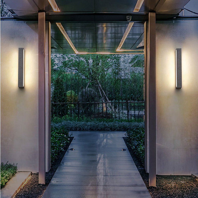 Edge Moderno Rectangular Metal/Acrílico LED Aplique de Pared Exterior Negro/Blanco