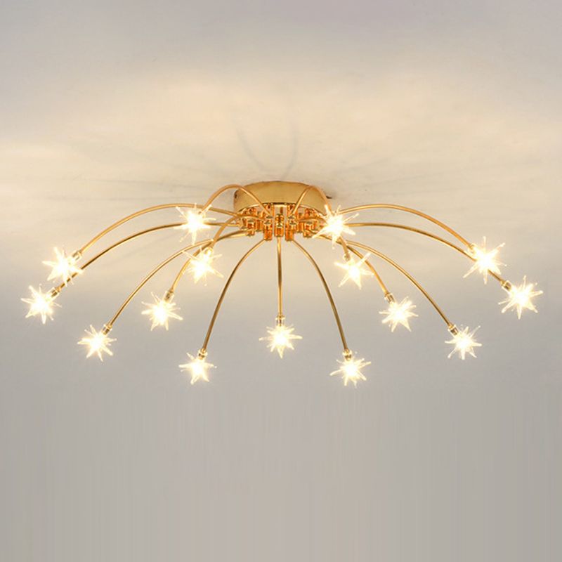Arisha Lámpara de Techo Art Deco Starry Metal/Cristal Negro/Dorado/Cromo