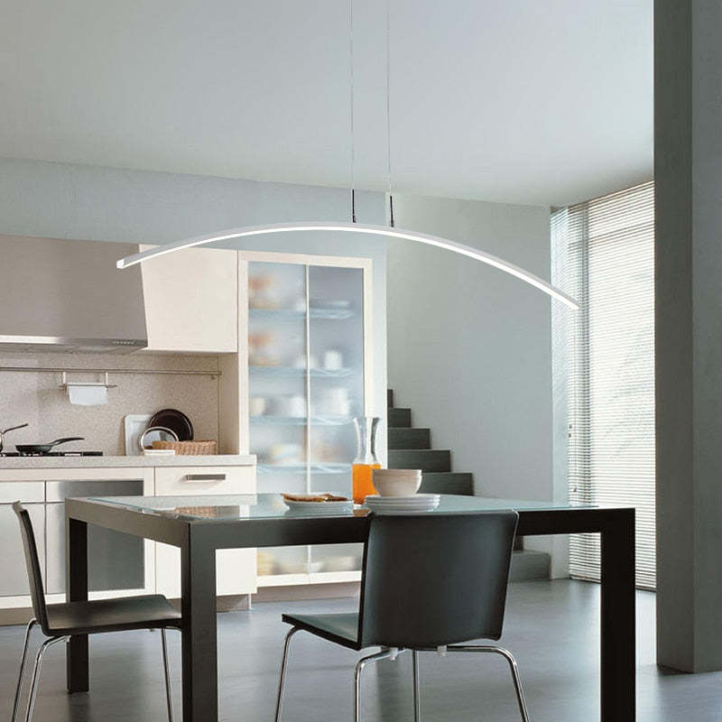 Edge Minimalista Curva Lineal Metal Lámpara Colgante Negra/Blanca
